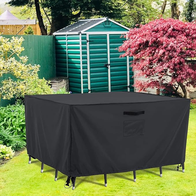 Tempera Outdoor Dining Set Cover for Outside Table and Chairs, Square Patio Table Covers for Outdoor Furniture, Anti-Fading, Windproof, 76''L x 76''W x 27.8''H, Grey