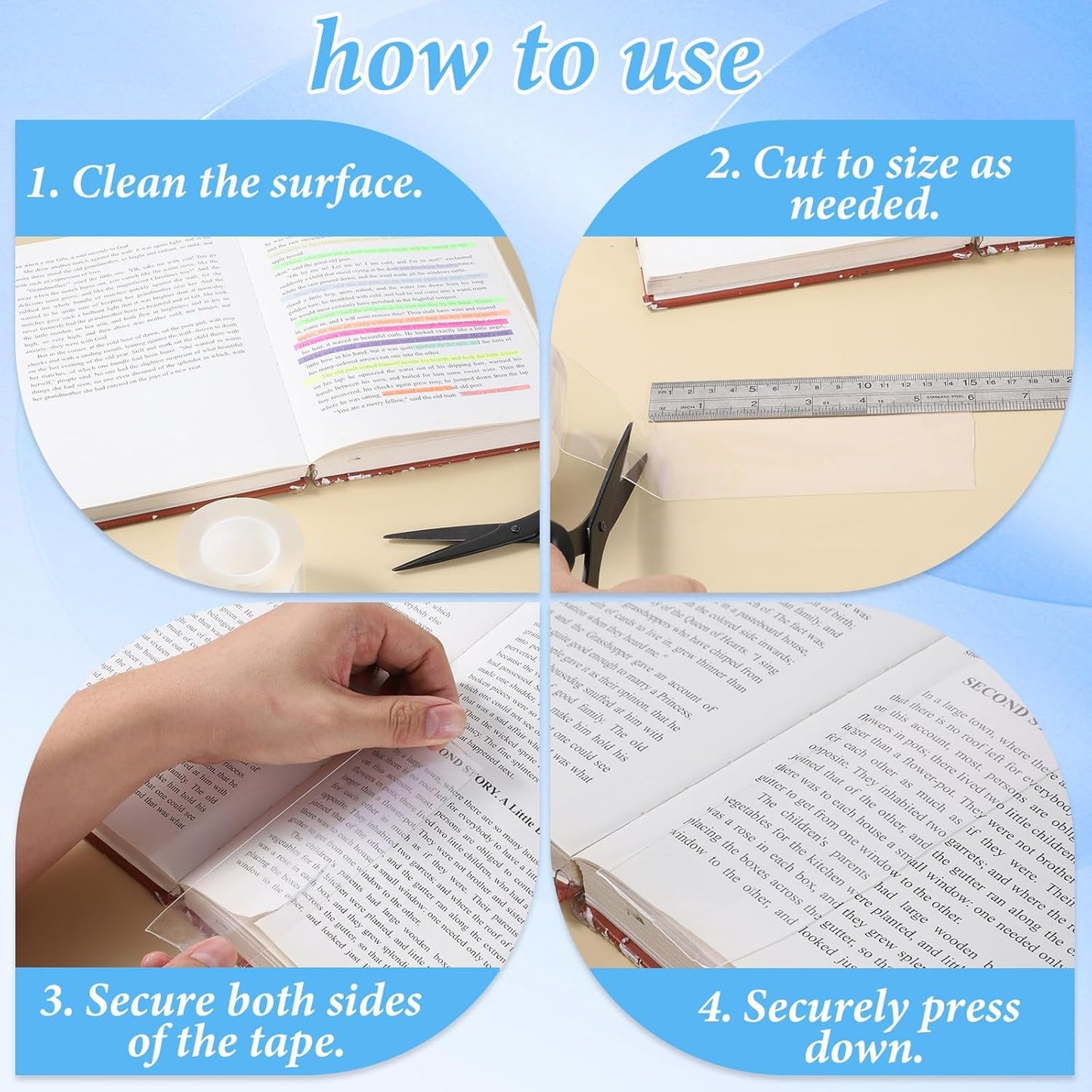 Clear Book Binding Tape 2 Inch Wide Archival Safe Acid-Free Book Repair Tape for Broken Pages Waterproof Adhesive Books Binding Tapes Material for Reinforcing Books Spines(2 Inch x 16.5 Feet)