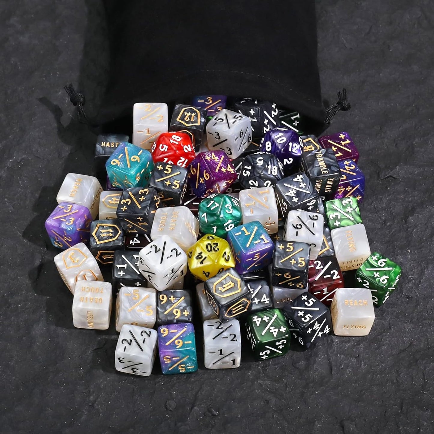 79PCS MTG Dice Counters Bulk Ability Keywords Dice Set, MTG Health Tracker Life Counter Plus 1/+1 Shield Buff Tokens for TCG Magic Card Games Accessories CCG Creature Stats