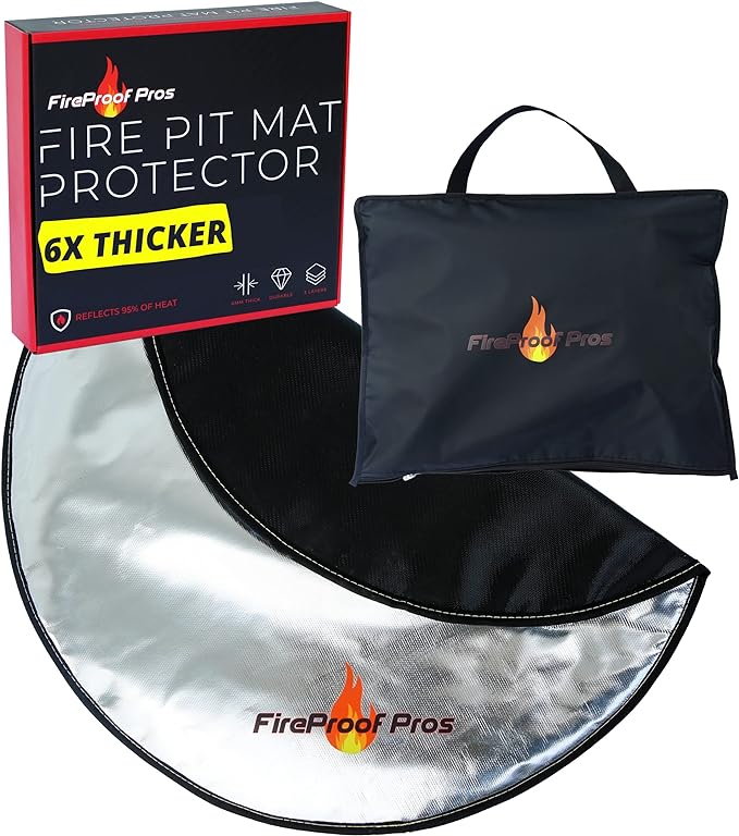 36" Fire Pit Protector for Deck or Patio, Thick Heat Resistant Deflector, Triple Layer BBQ Mat