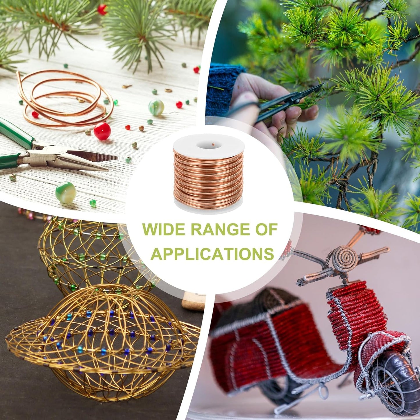 MECCANIXITY 9 Gauge Anodized Aluminum Craft Wire Bendable Bonsai Training Wire 56 Feet 3mm for Sculpting Crafts Wreath Floral Beading Jewelry Making, Copper Tone