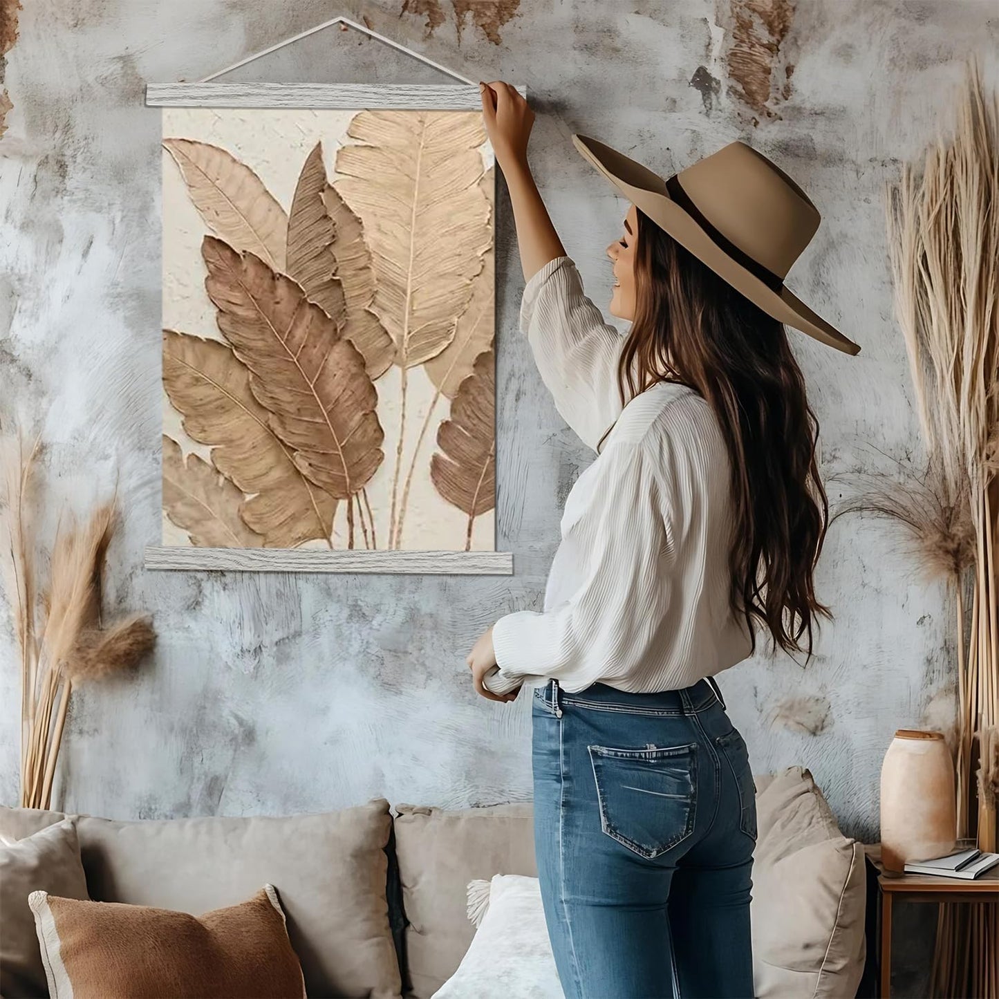 Artmag Magnetic Poster Hanger Frame, 28x22 28x40 28x29 Light Wood Wooden Magnet Canvas Artwork Print Poster Hangers Frames Hanging Kit (Grey, 28")