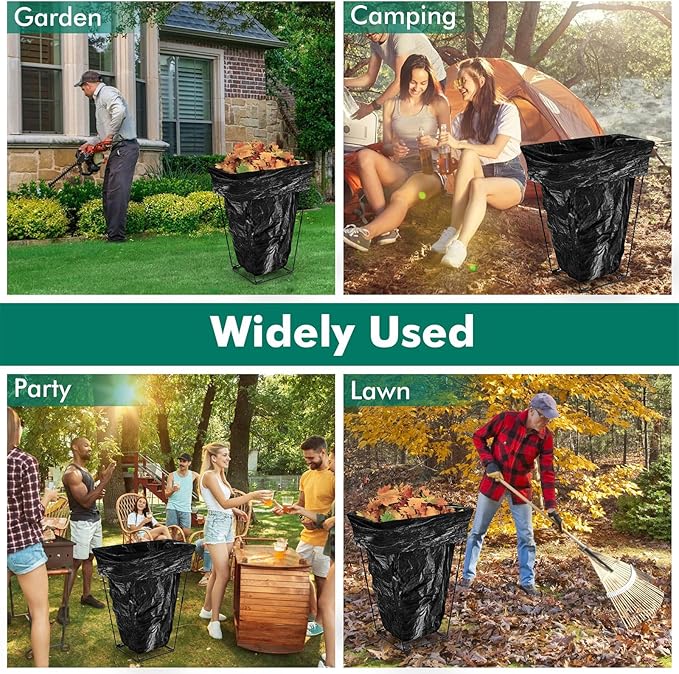Reusable Rustproof Metal Bag Basket Holder Stand for 30-45 Gallon Garden Waste Flexible Frame Outdoor Trash Storage