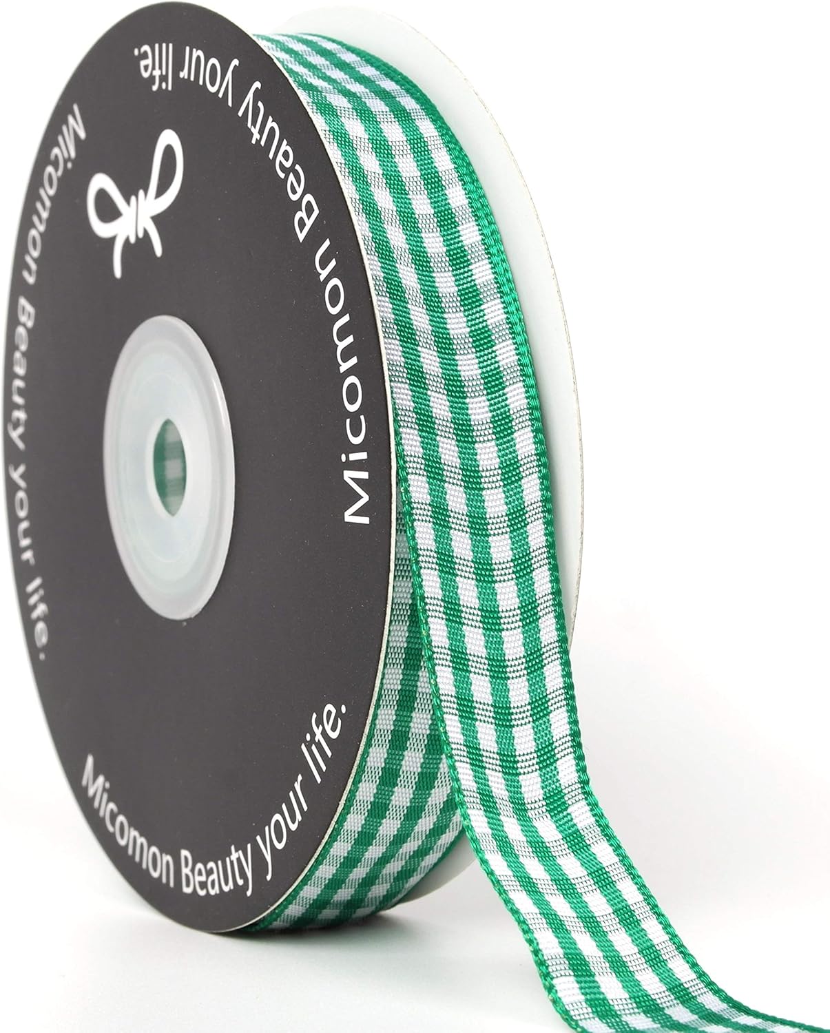 Green Gingham Plaid Checked Ribbon 25 Yards Each Roll 100% Polyester (5/8",Green)