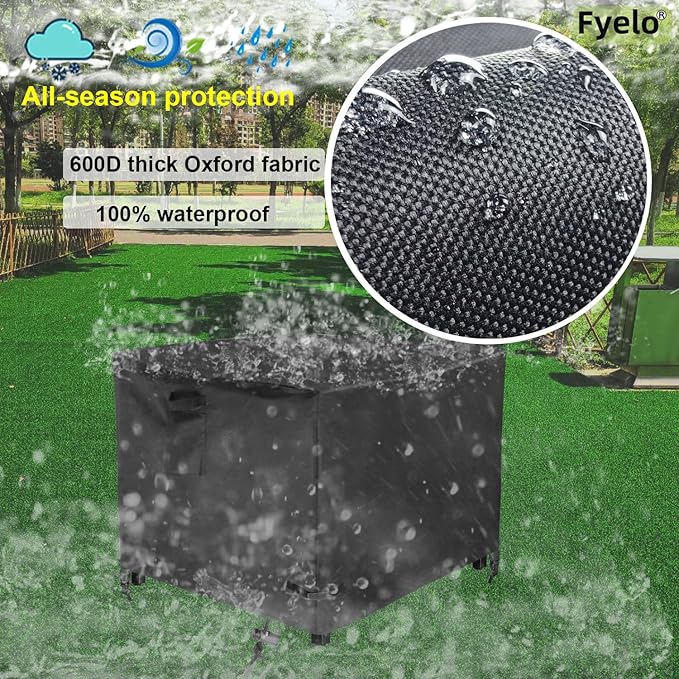 Square 36 Inch Gas Fire Pit Cover 36"L x 36"W x 24"H Waterproof Heavy duty Outdoor Cover for Patio Firepit Table, Black