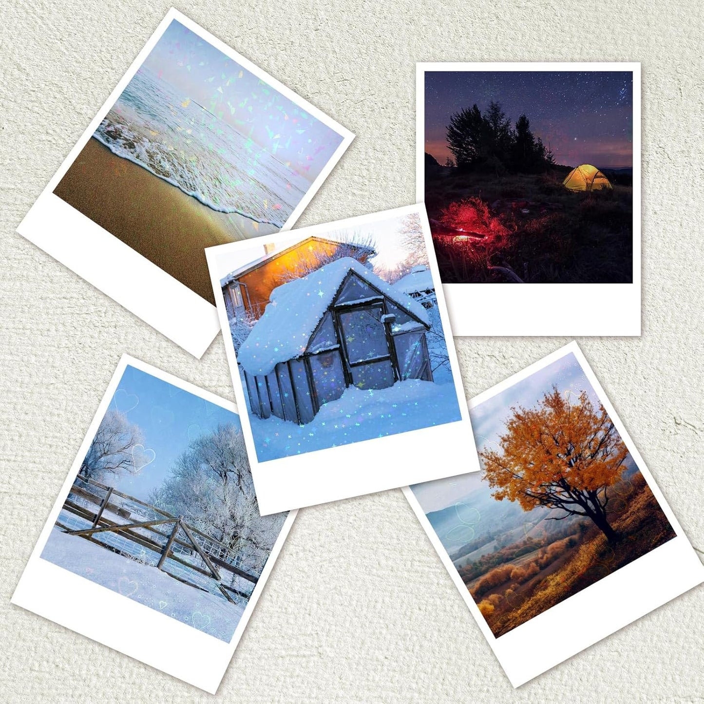 Teling 90 Sheets Holographic Sticker Paper Transparent A4 Vinyl Holographic Sticker Laminate Sheets Clear Overlay Lamination Film Paper Self Adhesive Waterproof with Gem Spot Rainbow Star Pattern