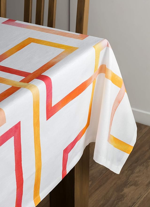 Maison d' Hermine Table Cloth Square Table 100% Cotton 60 x 60 Inches Tablecloth Reusable Decorative Everyday Use for Dining Room, Farmhouse, Home, Party, Festive & Wedding Spring Summer - Summer Maze