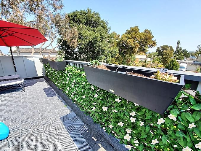 Expandable Fence Privacy Screen for Balcony Patio Outdoor,Decorative Faux Ivy Fencing Panel,Artificial Hedges (Single Sided Leaves) (4, White Flowers)