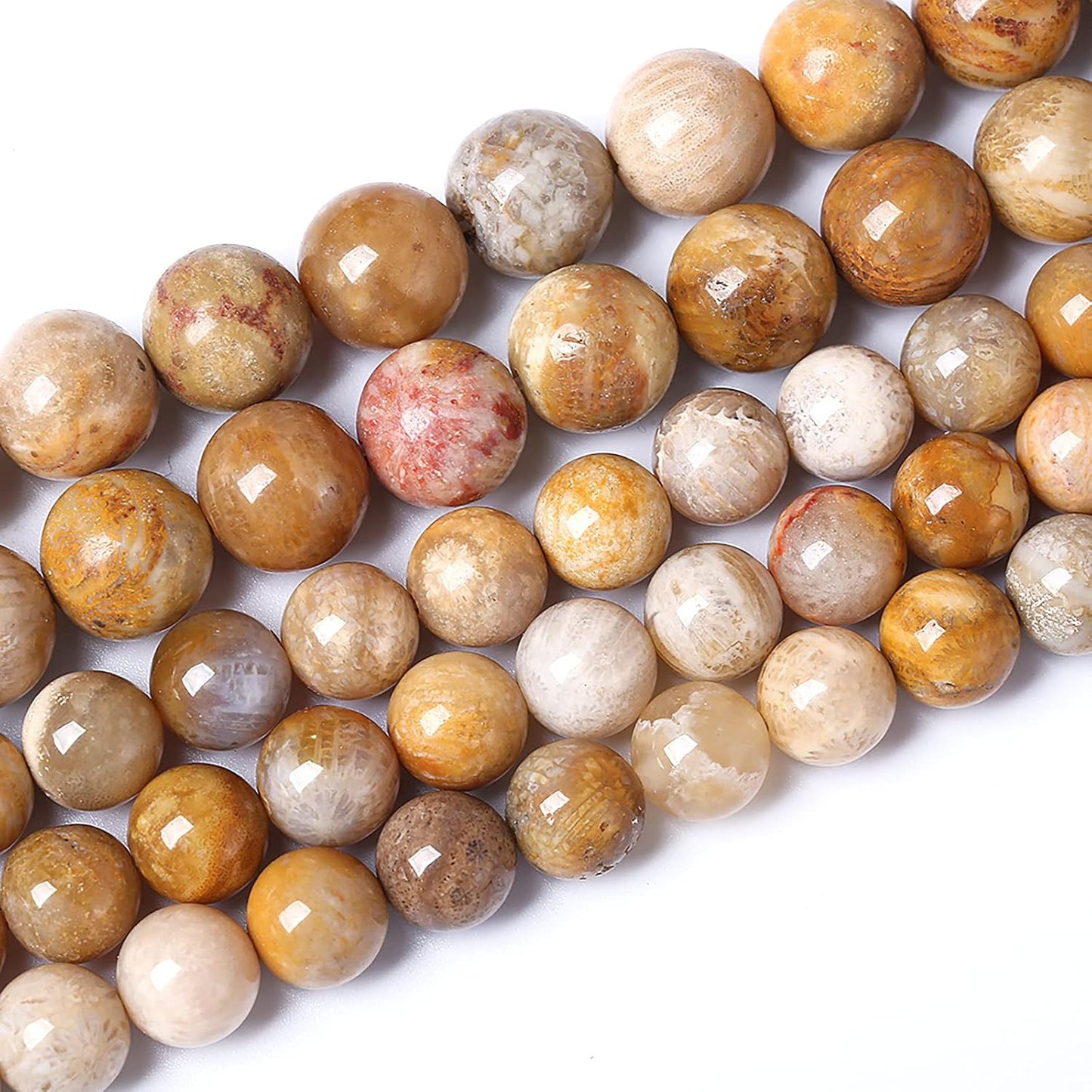 12pcs 32mm Natural Coral Jade Chrysanthemum Stone Beads Round Loose Beads for Jewelry Making,DIY Bracelet Necklace