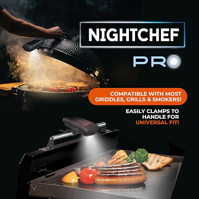 Night Chef Pro Smart Grill Light – Solar & USB Powered, Tilt Sensor, Magnetic Base & Universal Mount – Weatherproof Outdoor BBQ Light