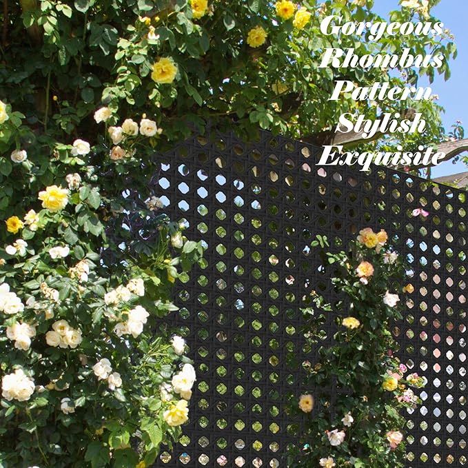 Domi Metal Privacy Screen, Freestanding Outdoor Indoor Divider 1 Piece, Decorative Privacy Screen 3 Panels for Balcony Patio Garden, Rhombus-Shaped