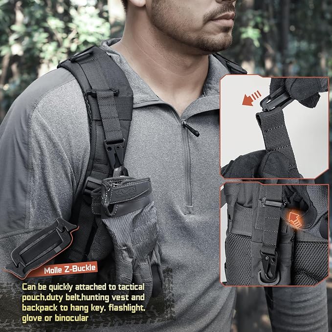 LIVANS Molle Belt Clip Key Holder Tactical Battle Belt Plate Carrier Vest Attachment Clip for Hanging Keys or Gloves, Universal Fit Molle Accessories Clip |T-Mount Clash Hook, Include Z-Buckle