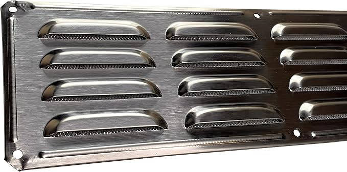 Stainless Steel BBQ Grill Air Vent with Screen - Outdoor Kitchen - Fire Pit or Smoker Shed Venting Cover 15" by 4-1/2"