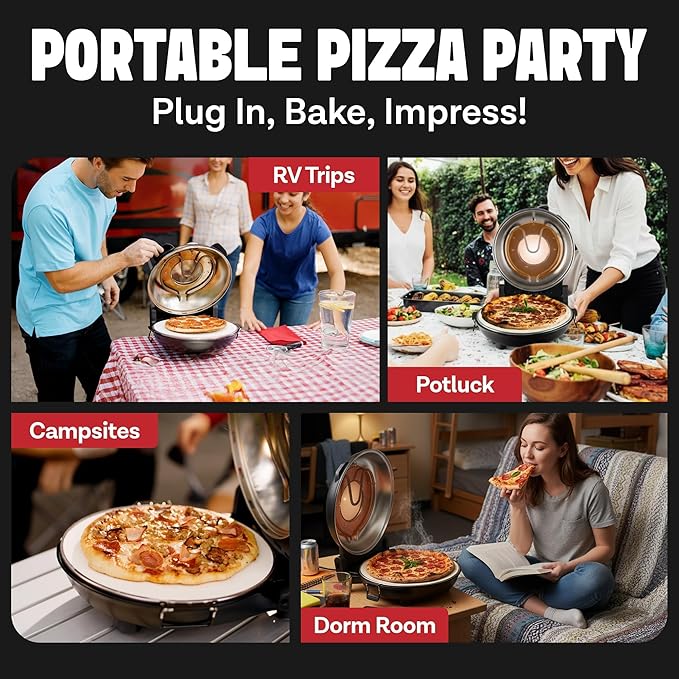 PIEZANO XL 14 Inch Extra Large Crispy Crust Pizza Oven – Family Sized Electric Pizza Oven Indoor Countertop Maker with Stone Heats up to 800˚F for Stone Baked Pizzeria Style at Home