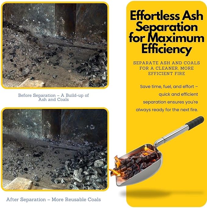 Hollow-Out Ash Sifter - Heat-Resistant Metal Coal Scoop, Adjustable Fire Pit Scoop, Fireplace Ash Sifter Oven Shovel | Fireplace Tools for Woodstove to Separate Coals Outdoor Wood Stove BBQ Campfire