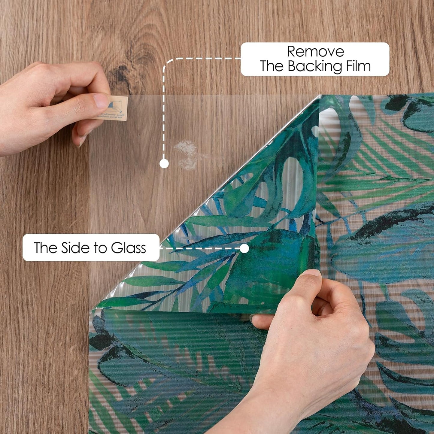 DKTIE Nature Pattern Rainbow Window Film Decorative Stained Glass Window Film Static Cling Films Easy Apply Removable Comes with Tools (U560-Reeded Glass, 35.4" x 118.1")