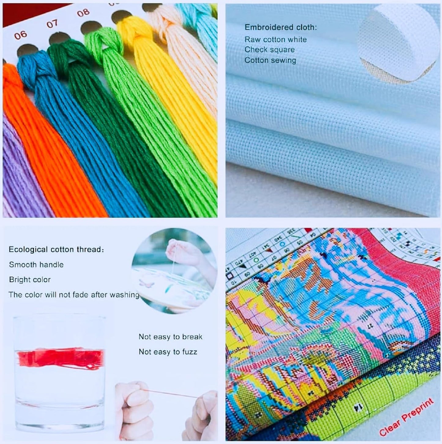 Joyhoor Stamped Cross Stitch Kits for Beginners, Needlepoint Kits for Adults, 11CT Counted Embroidery Kits-Seaside Lighthouse 18x18 inchs