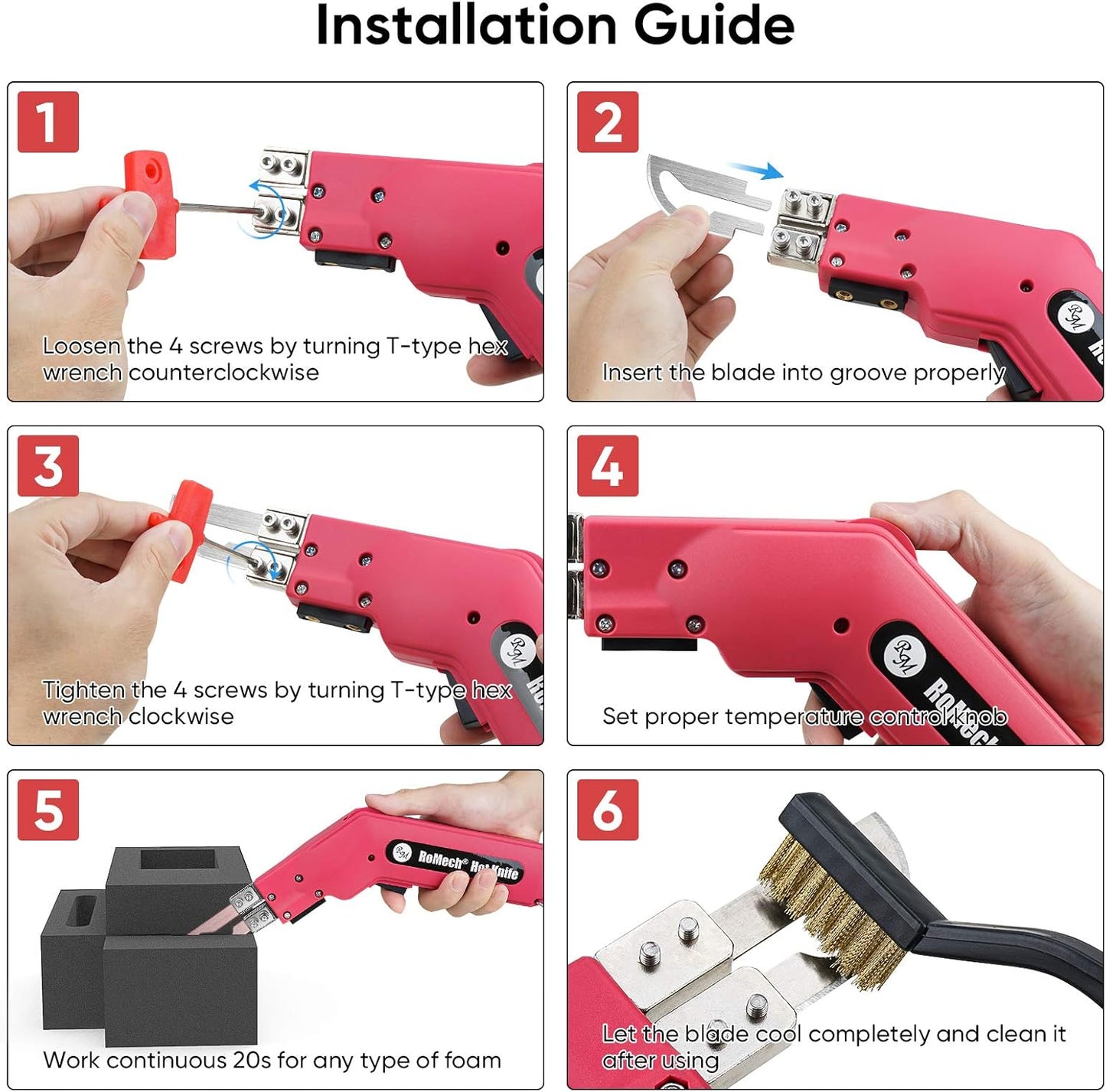 ROMECH Foam Cutter Pro Electric Hot Knife, 100W Styrofoam Cutting Tool Kit- with Heavy-duty Case Blades & Accessories RM-008 (100W)