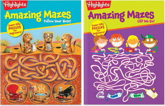 Highlights for Children Amazing Mazes Beginner Maze Books for Kids Ages 3-6, 144 Pages, 2-Pack of Activity Books, Screen Free Fun and Challenging Mazes for Kids