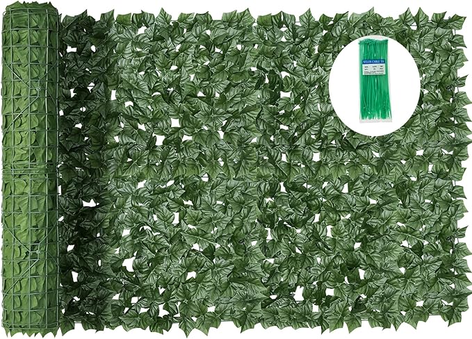 Artificial Ivy Privacy Fence Screen,140X40 in Privacy Fence Panels Balcony Privacy Screen Faux Ivy Hedge Vine Leaf Greenery Backdrop Privacy Screen Outdoor for Patio,Balcony, Garden, Backyard