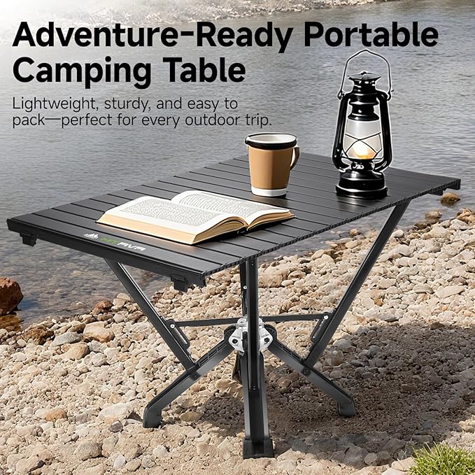 Folding Camping Table — Stable Roll-Up Aluminum Design, Solid Support Structure, Portable Outdoor Table for Camping, Cooking, RV & Travel