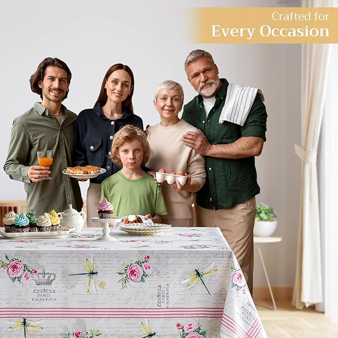 Maison d' Hermine Table Cloth Square Table 100% Cotton 60 x 60 Inches Tablecloth Reusable Decorative for Dining Room, Farmhouse, Home, Party, Festive & Wedding Spring Summer - Champ De Mars
