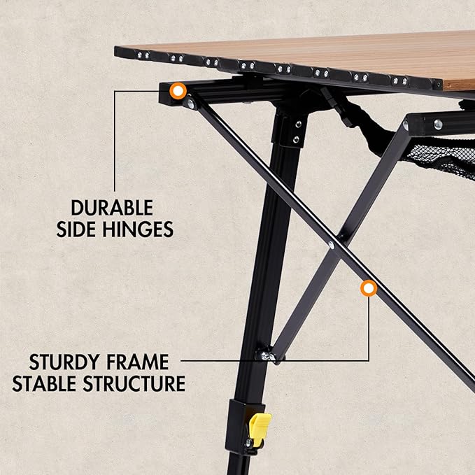 Portal Camping Table Portable Folding Table Ultra Lightweight Folding Camp Table 4 Adjustable Legs Aluminum Roll Up Table Top with Carry Bag for Outdoor Travel Backyards BBQ