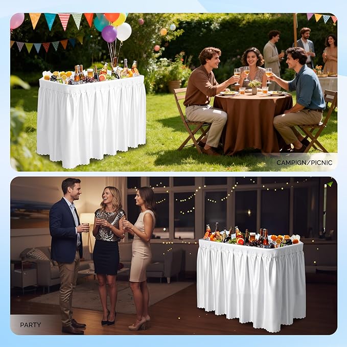 VINGLI 4FT Ice Table, Portasble Cooler Side Table with Removable Skirt, Patio Table, Indoor & Outdoor Bar for Events, Parties and Camping White