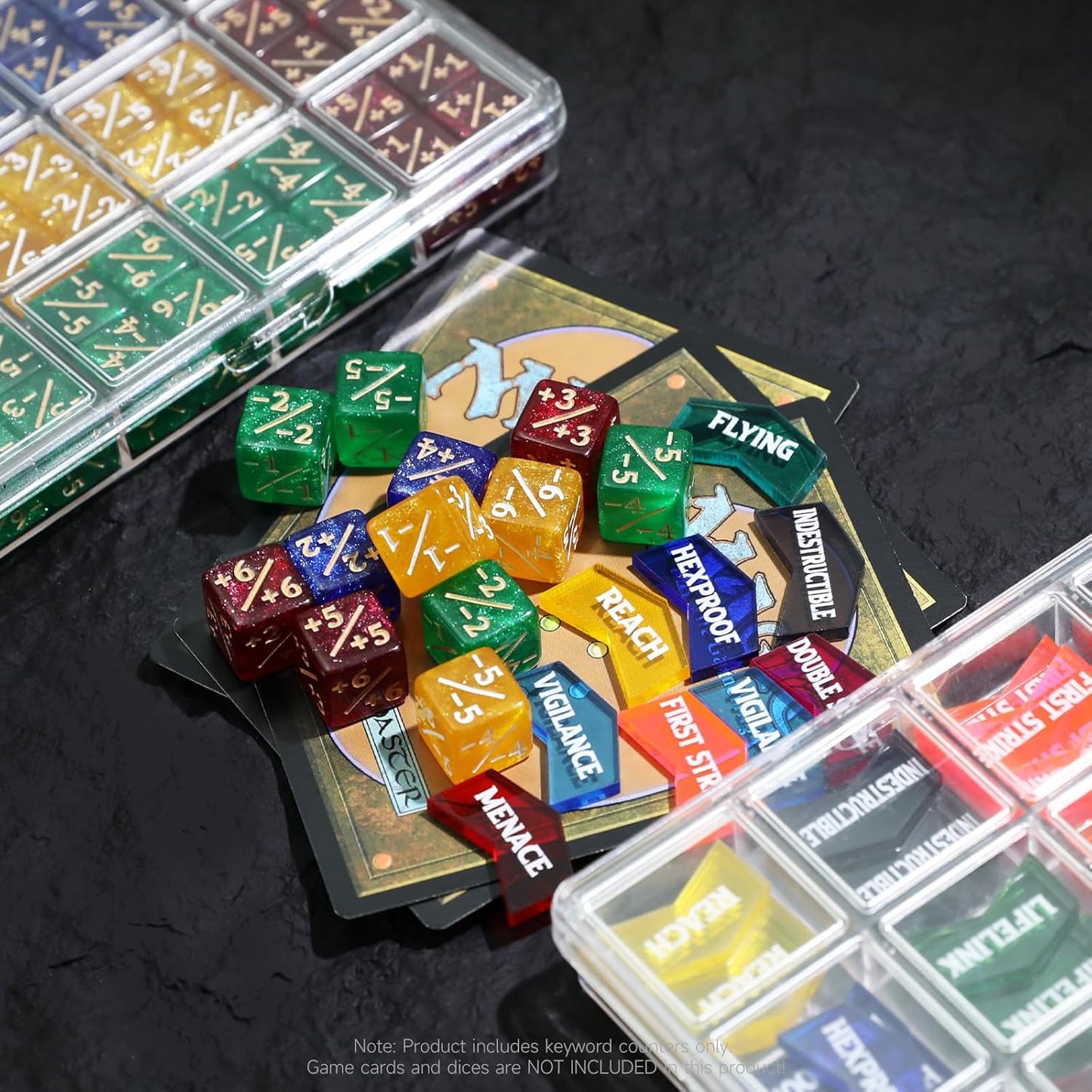 SIXPOINTS 108PCS 12mm MTG Counter Dice +1/+1 Tokens 6 Sided Dice & Keyword Counters Tokens Set for Magic The Gathering, MTG, TCG, Card Games Accessories