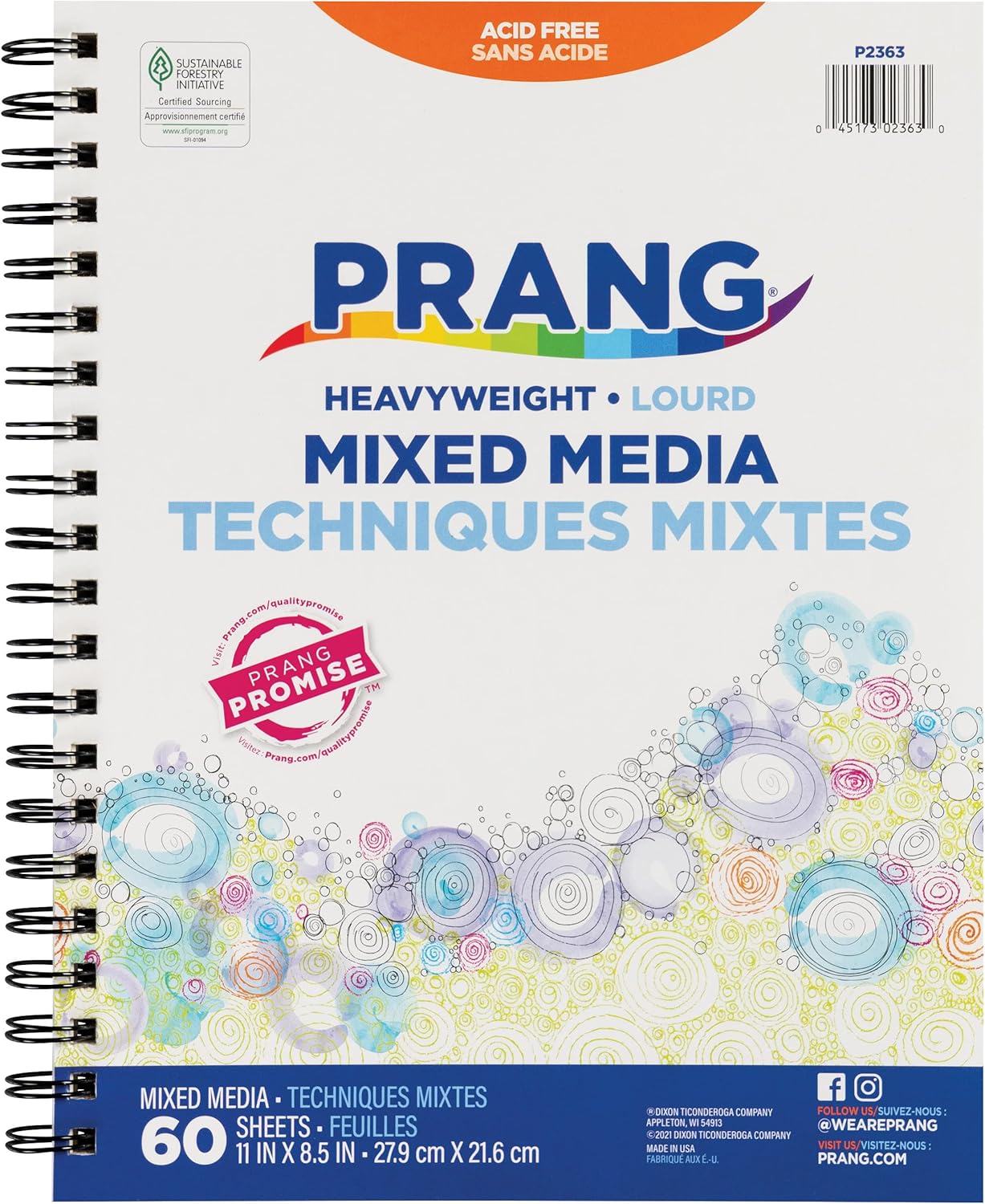 Prang (Formerly Art Street) Mixed Media Journal, Heavyweight, 8.5" x 11", 60 Sheets (Pack of 12)