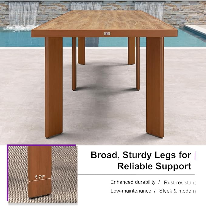 PURPLE LEAF 13 Pieces Large Outdoor Dining Set Patio Table and Chairs Set Aluminum Rattan Wicker Patio Furniture Set for Lawn Porch Deck Brown