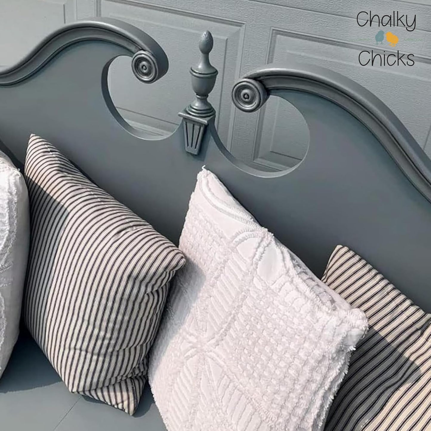 Chalky Chicks All-in-One Chalk Paint for Furniture or Cabinet - 32 Fl Oz - Matte Finish Overcast (Blue Gray) for Metal, Wood Furniture Paint - No Sanding All-in-One for Home Decor & Crafts, USA Made