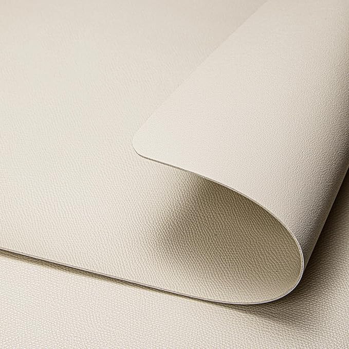 DOLOPL Placemats Set of 6, Wipeable Faux Leather Heat Resistant Mats for for Kitchen Dining Room Table Decorations, Modern Anti Slip Dining Table Place Mats for Indoor & Outdoor Use(Beige)