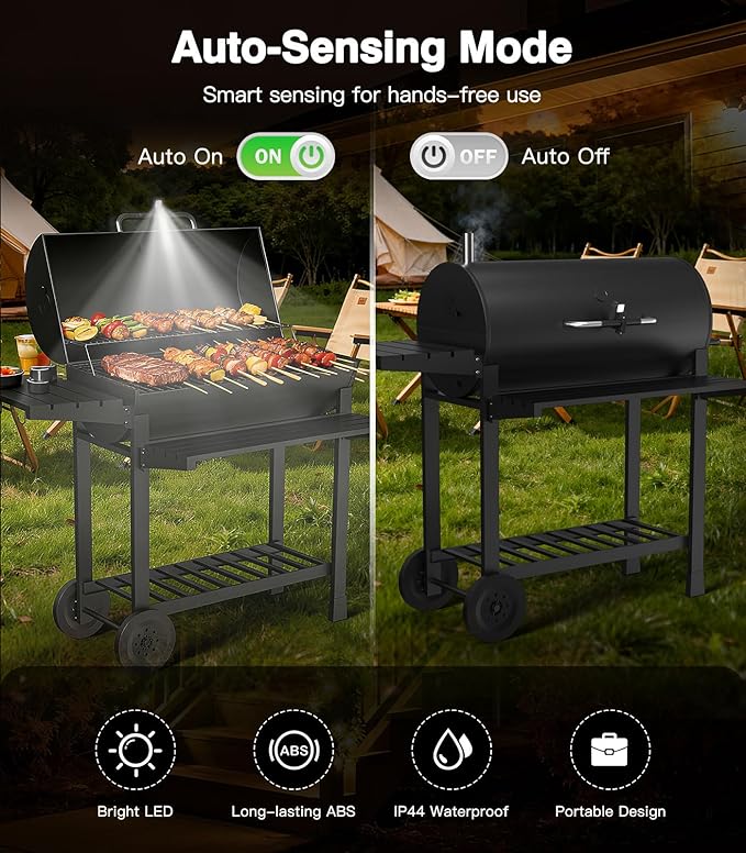 Rechargeable Grill Light for Webwer Grill & Blackstone Griddle, 2 Colors Temperature BBQ Light, Magnetic Auto On/Off Outdoor Barbecue Grilling Accessories Gifts for Men Husband