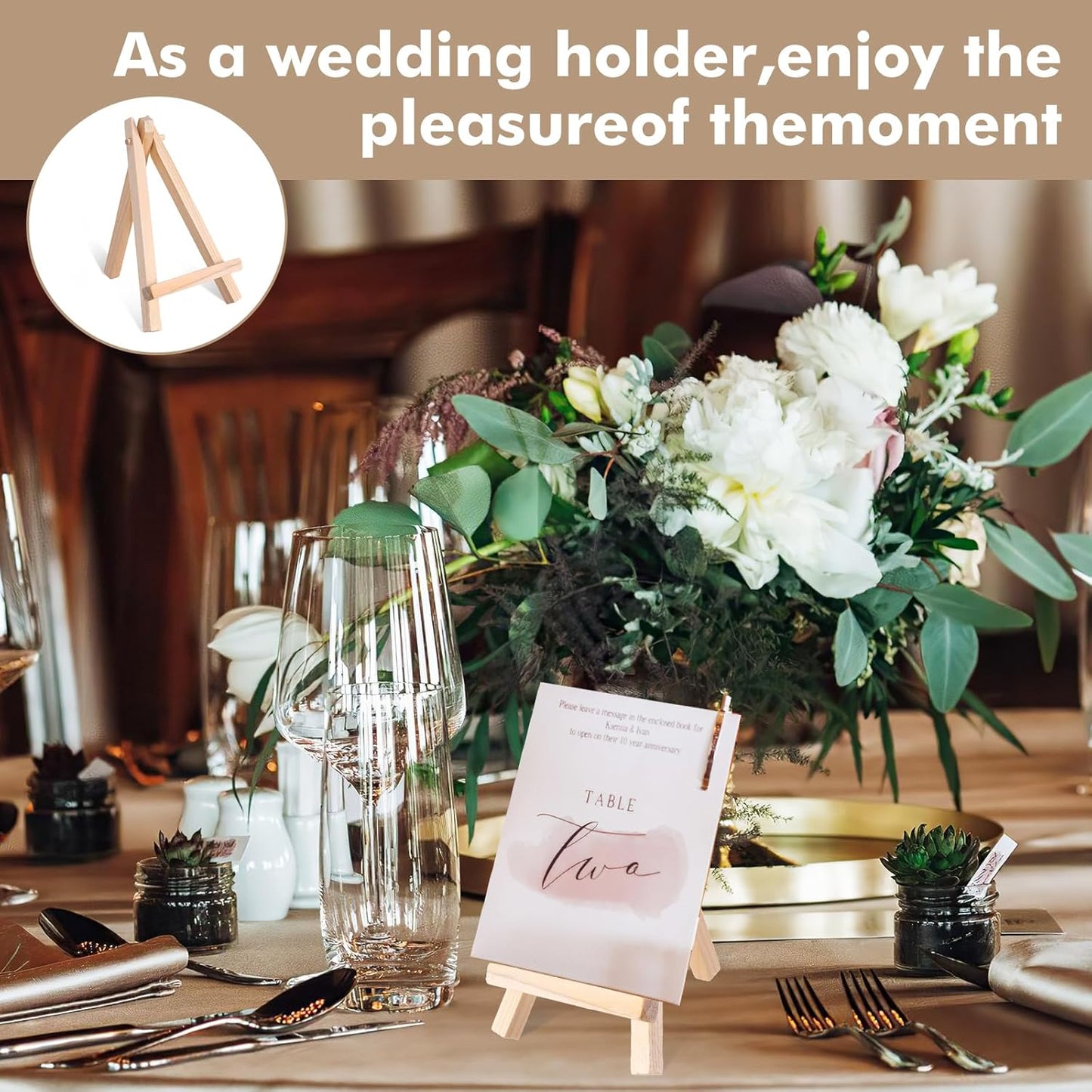 100 Pieces Mini Wood Easel Stands 5 Inch Small Wooden Canvas Easels Display Art Craft Tripod Painting Easels Tabletop Holder for Artist Crafts, Business Cards, Photos, Gift