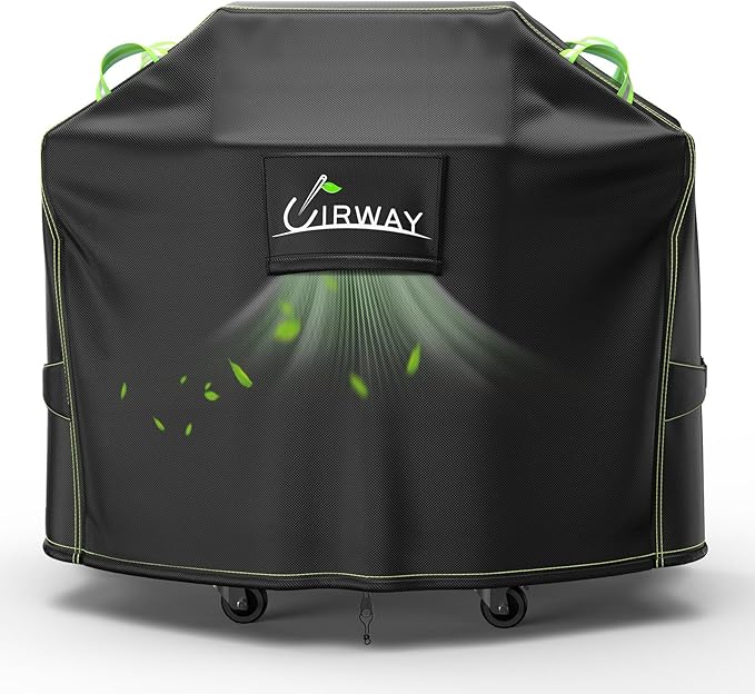 UIRWAY Grill Cover for Outdoor Grill 52 Inch, 600D Heavy Duty Waterproof BBQ Cover, UV & Fade Resistant Gas Grill Covers with Reflective Strip and Air Vent, Black