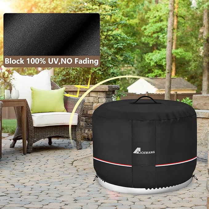 Fire Pit Cover for Solo Stove Bonfire,600D Tear-Resistant Heavy Duty Durable 100% Waterproof 20-22 Inch Smokeless Fire Pit Cover, Patio Weatherproof Gas Fire Pit, Black 22"x16"