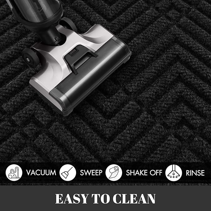 Yimobra Door Mats Outdoor 29.5x17, All-Season Waterproof Outdoor Mats for Front Door Entrance with Drainage Holes, Heavy Duty Non-Slip Doormat for Garage Patio Entryway Indoor, Black Square