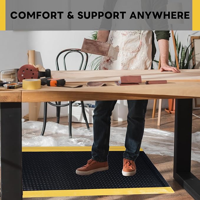 Nisorpa Anti Fatigue Mats Industrial 2' x 5' Ergonomic Standing Mat 15/16" Extra Thick Kitchen Mats for Standing Heavy Duty Commercial Diamond Plate - Safety Support for Leg & Back Pain