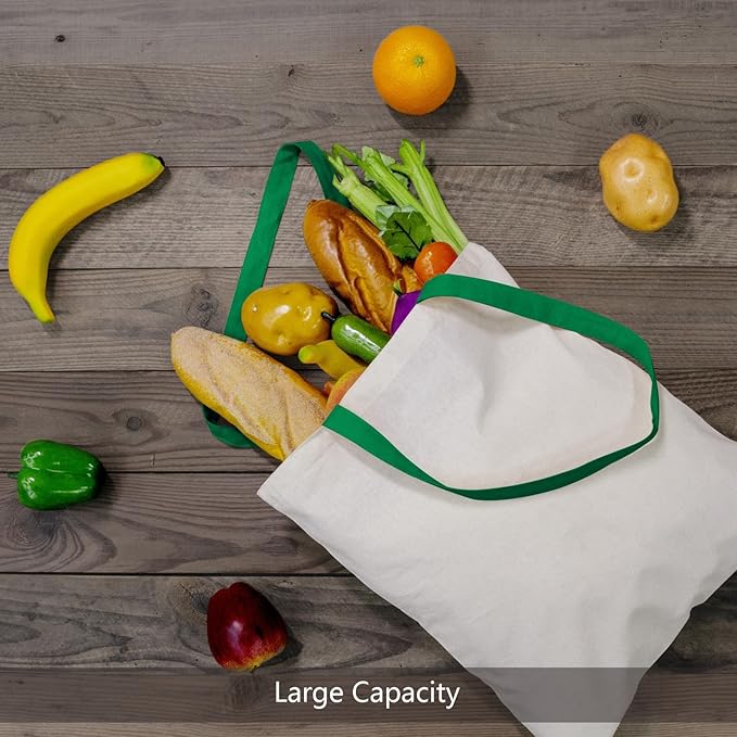 TOPDesign 24-Pack Economical 16"x15" Cotton Tote Bag, Lightweight Medium Reusable Grocery Shopping Cloth Bags, Suitable for DIY, Advertising, Promotion, Gift, Activity