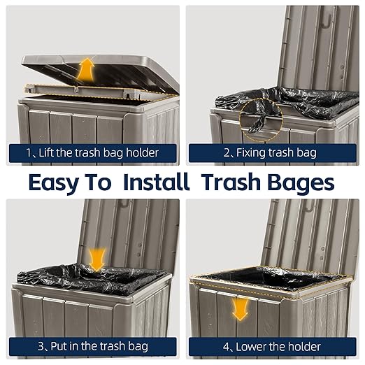 23 Gallon Outdoor Trash Can Waterproof Resin Garbage Can with Lid Outside Trash Bin for Porch Backyard, Deck, Patio, Kitchen Trash Can