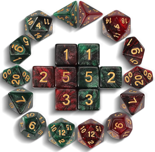 CiaraQ DND Dice Sets - 2 X 11 Polyhedral Dice (22pcs) for Dungeons and Dragons, Role Playing Table Game.