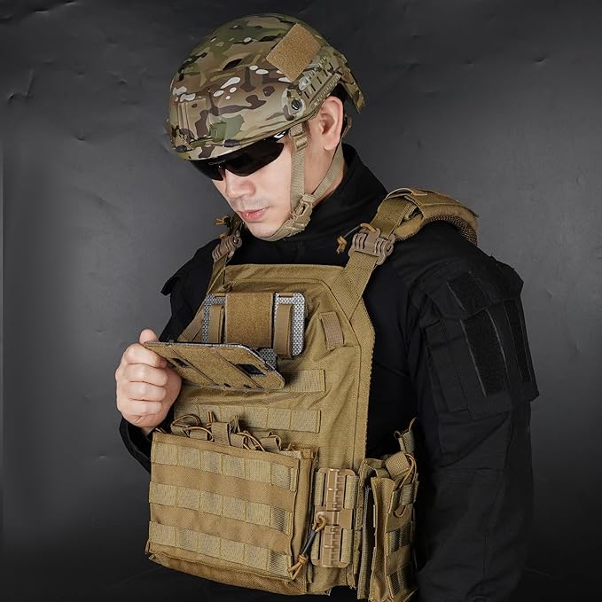Tactical Phone Holder Available in Full Size Plate Carrier Phone Mount Adjust Nylon Molle Phones Holder for Tactical,Car,Office (Coyote Browns)