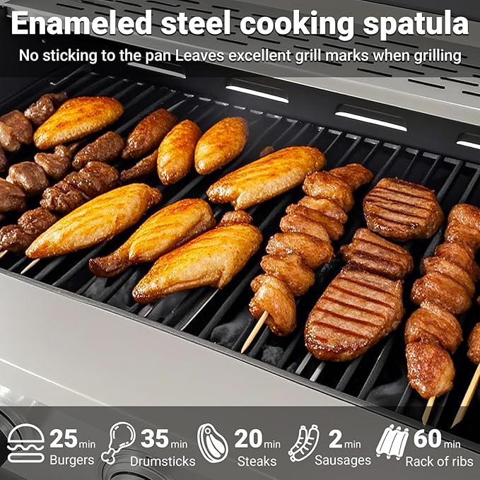 Endark 4-Burner Propane BBQ Grill 46,500 BTU with Side Burner, Stainless Steel Gas Grill, Enameled Cast Iron Grates & Foldable Side Tables for Outdoor Backyard, Patio Cooking