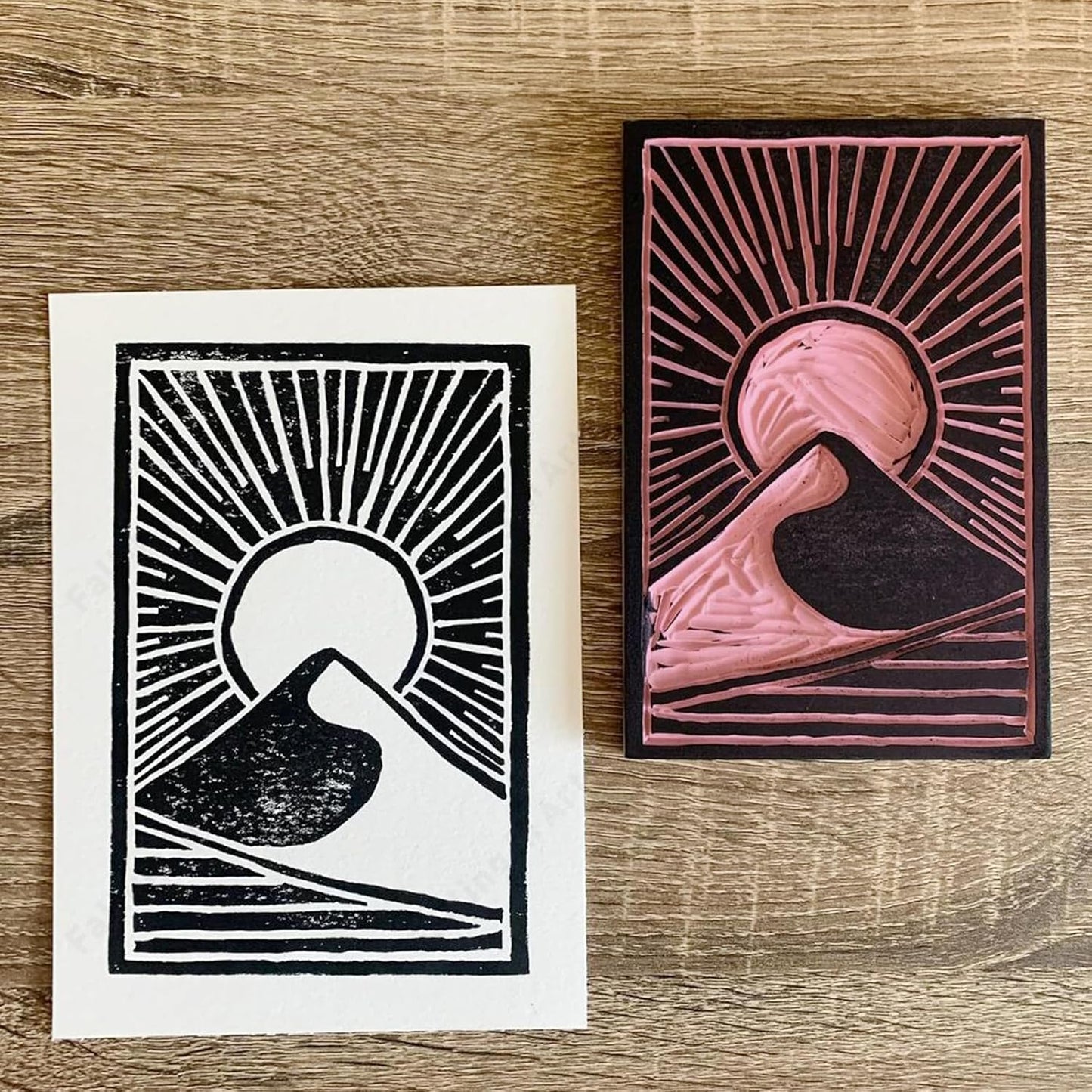 Falling in Art 4 x 6" Pink Rubber Carving Blocks, 6 Pack Soft Linoleum Blocks for Printmaking, Stamp Making, and DIY Crafting, 4/17" Thick