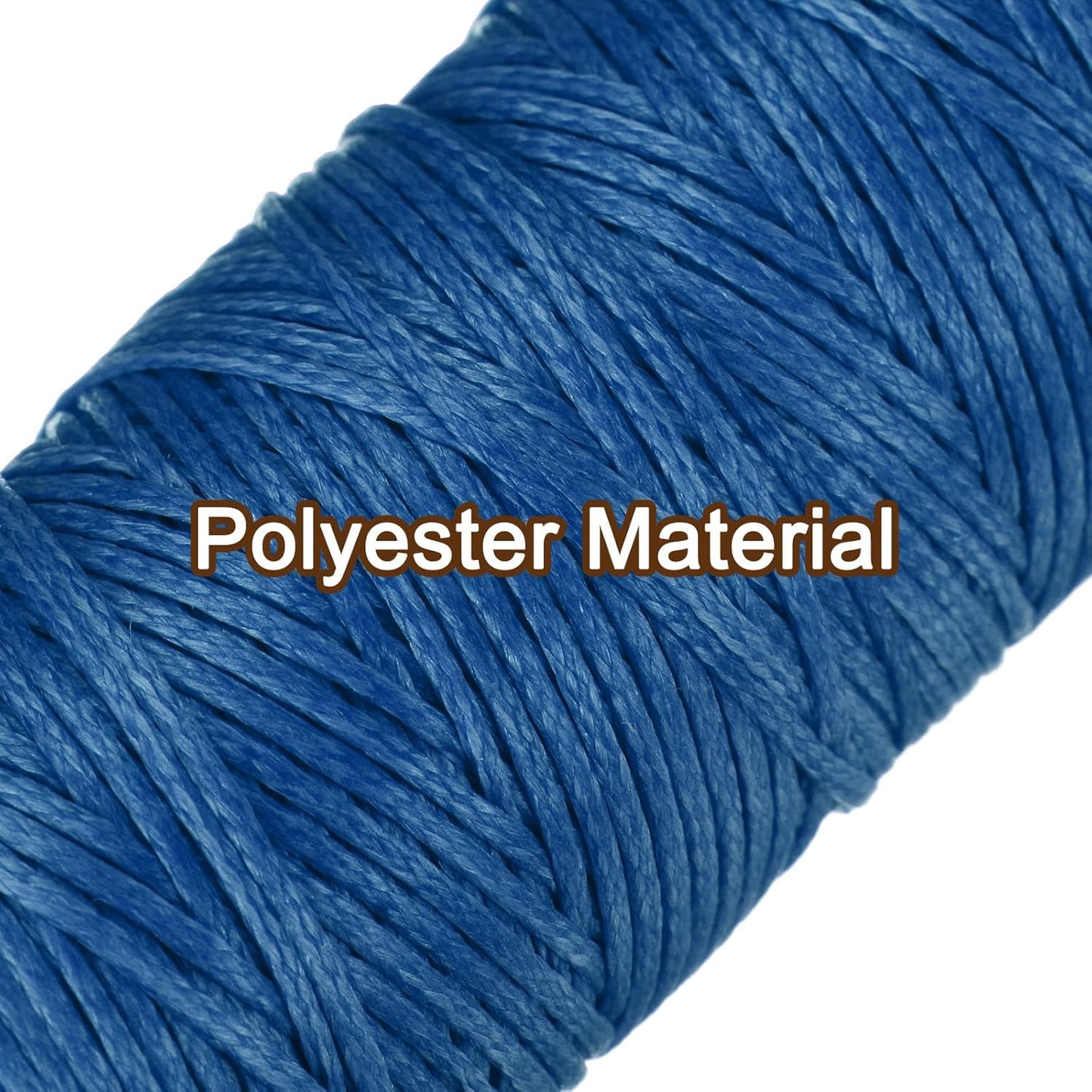 uxcell Leather Sewing Waxed Thread, 55 Yards / 50m 0.8mm 150D Flat Polyester All-Purpose Threads for Leather Crafts, Bookbinding, Sapphire Blue