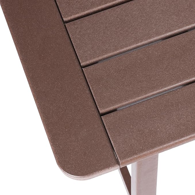 Costaelm Outdoor Bar Table, 37" Counter Height Square Patio Cocktail Bar Table with Umbrella Hole, Patio Bistro Dining Pub Table for Front Porch Deck Backyard Garden, Dark Brown