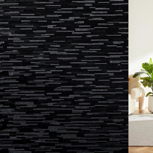 Haton Blackout Window Film, Black Out Window Cover, Sun Light Blocking Frosted Privacy for Glass Door, Heat Control Room Darkening Tint for Home Day Sleep, Non-Adhesive, Black 35.4" x 78.7"