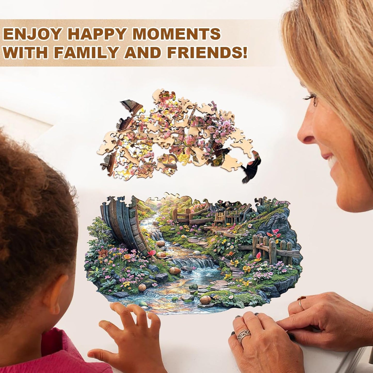 Wooden Puzzles for Adults, Spring Flower Wooden Jigsaw Puzzle for Adults, 100 Piece Unique Animal Shape Wood Puzzles Adult, Birthday Party Gifts for Friends & Family Game Home Decor (S-8.5 * 8.3in)