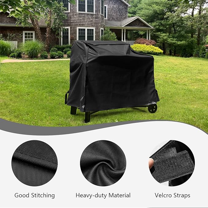 Outdoor Heavy Duty Waterproof Pellet Grill Cover for Traeger Woodridge Pellet Grill,Compatible with Traeger Grill Accessories BAC761 Full-Length All Weather Grill Cover Accessory,Black